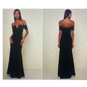 Women's Lulus Lynne Black Off-the-Shoulder Maxi  Formal Party Dress Size Small